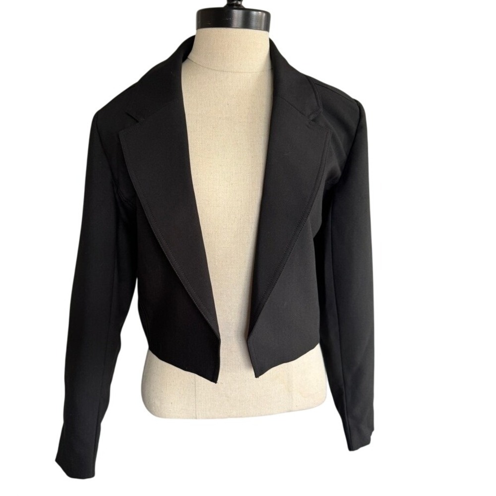 Central Park West Black Cropped Open Front Blazer Jacket XS New $308